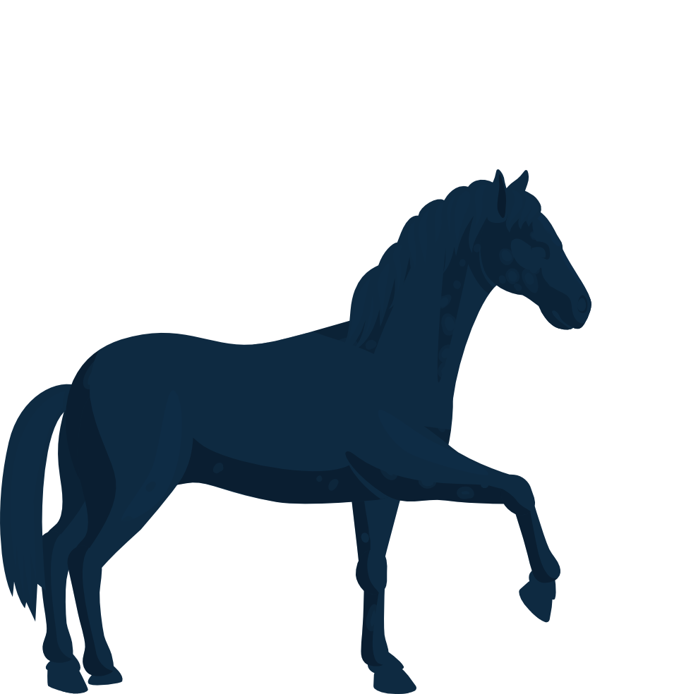 Illustration of a horse raising one leg.