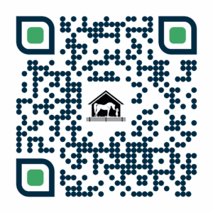 QR code with barn and horse logo